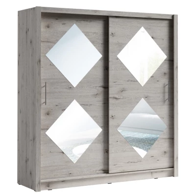 Zrcadlová šatní skříň 205 cm SOATA - dub wellington