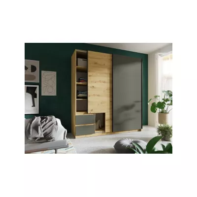 Vysoká šatní skříň 181 cm ANSERMA - dub artisan / grafitová