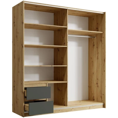 Vysoká šatní skříň 181 cm ANSERMA - dub artisan / grafitová