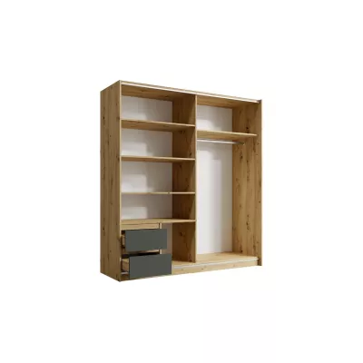 Vysoká šatní skříň 181 cm ANSERMA - dub artisan / grafitová