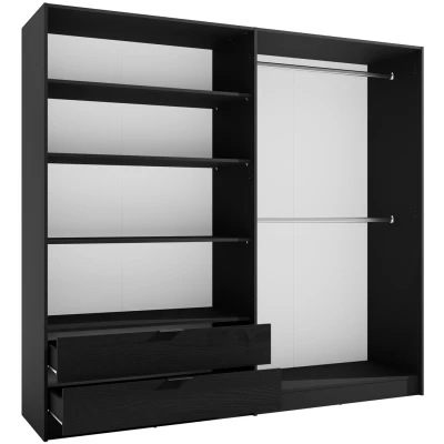 Šatní skříň se zrcadlem 221 cm CIENAGA - dub artisan / černá grafitová