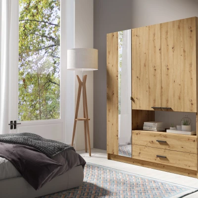 Šatní skříň se zrcadlem 159 cm CALARCA - dub artisan