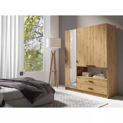 Šatní skříň se zrcadlem 159 cm CALARCA - dub artisan
