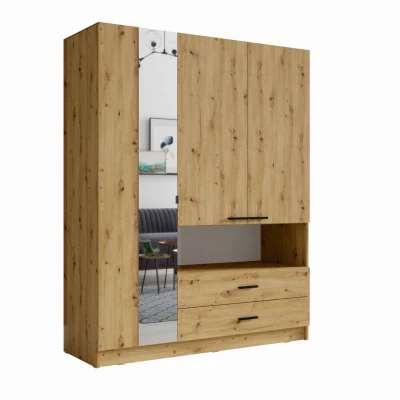Šatní skříň se zrcadlem 159 cm CALARCA - dub artisan