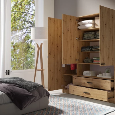 Šatní skříň se zrcadlem 159 cm CALARCA - dub artisan