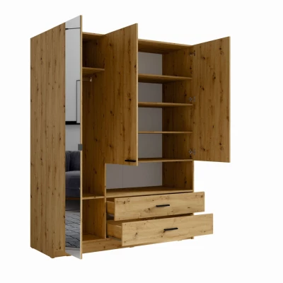 Šatní skříň se zrcadlem 159 cm CALARCA - dub artisan