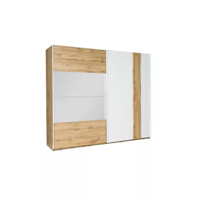 Velká zrcadlová šatní skříň 250 cm GARZON - dub wotan / alpská bílá