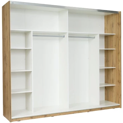 Vysoká zrcadlová šatní skříň 200 cm GARZON - dub wotan / alpská bílá