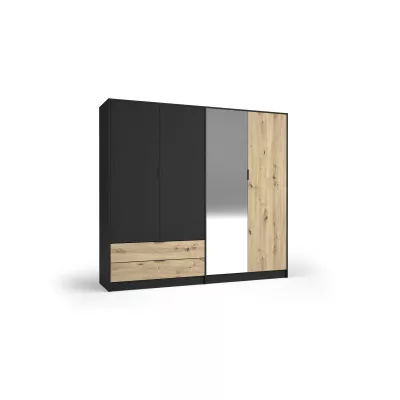 Velká zrcadlová šatní skříň 221 cm SALAMINA - dub artisan / černá grafitová