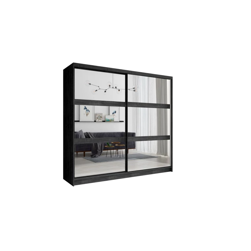 Velká zrcadlová šatní skříň 230 cm RIONERO - jasan portland tmavý