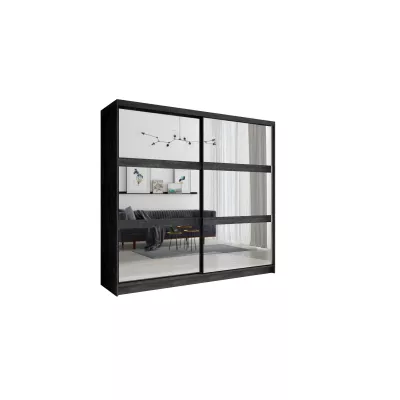 Velká zrcadlová šatní skříň 230 cm RIONERO - jasan portland tmavý