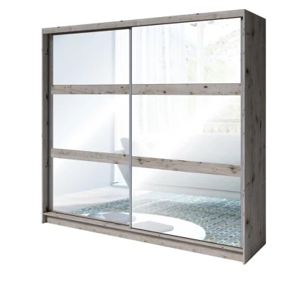 Velká zrcadlová šatní skříň 230 cm RIONERO - dub wellington