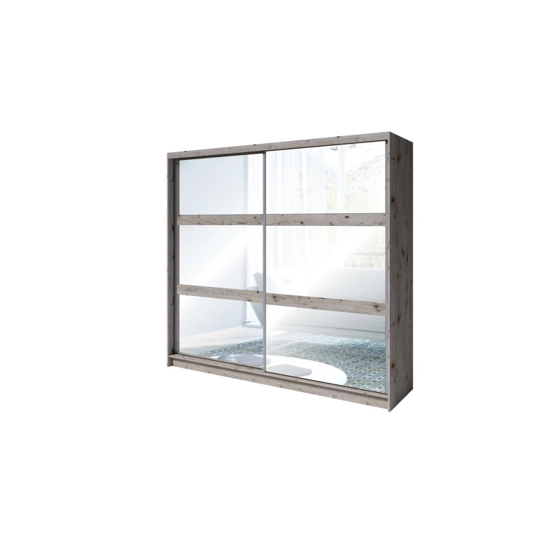 Velká zrcadlová šatní skříň 230 cm RIONERO - dub wellington