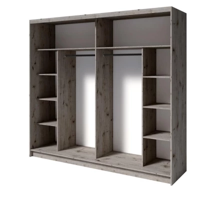 Velká zrcadlová šatní skříň 230 cm RIONERO - dub wellington