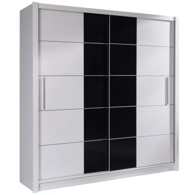 Šatní skříň 205 cm s posuvnými dveřmi TULUA - alpská bílá / černá