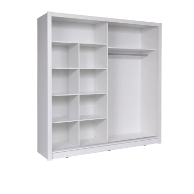 Šatní skříň 205 cm s posuvnými dveřmi TULUA - alpská bílá / černá