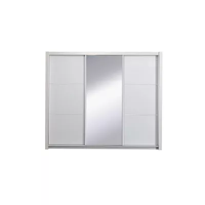 Velká zrcadlová šatní skříň 258 cm CAJICA - alpská bílá / lesklá bílá