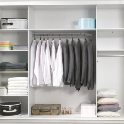 Velká zrcadlová šatní skříň 258 cm CAJICA - alpská bílá / lesklá bílá