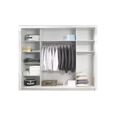 Velká zrcadlová šatní skříň 258 cm CAJICA - alpská bílá / lesklá bílá