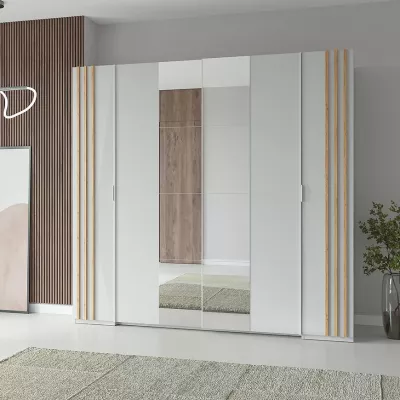 Velká zrcadlová šatní skříň 220 cm TURBO - dub artisan / bílá