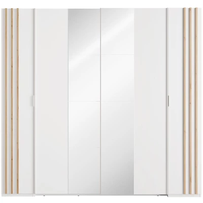 Velká zrcadlová šatní skříň 220 cm TURBO - dub artisan / bílá