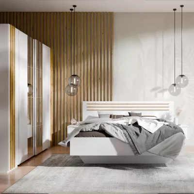 Velká zrcadlová šatní skříň 220 cm TURBO - dub artisan / bílá