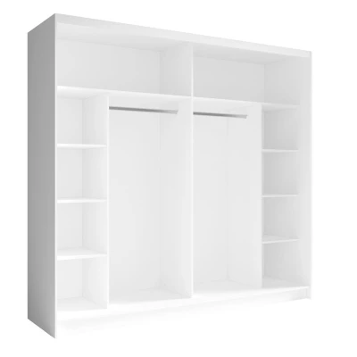 Velká zrcadlová šatní skříň 230 cm DUITAMA - bílá