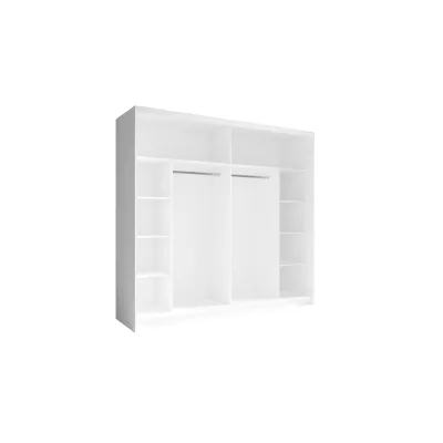 Velká zrcadlová šatní skříň 230 cm DUITAMA - bílá