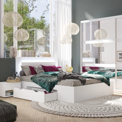 Velká zrcadlová šatní skříň 230 cm DUITAMA - bílá