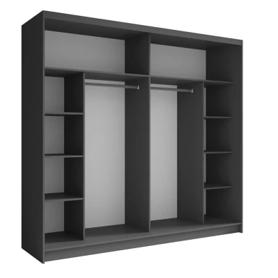 Velká zrcadlová šatní skříň 230 cm DUITAMA - grafitová