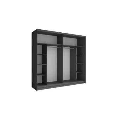 Velká zrcadlová šatní skříň 230 cm DUITAMA - grafitová