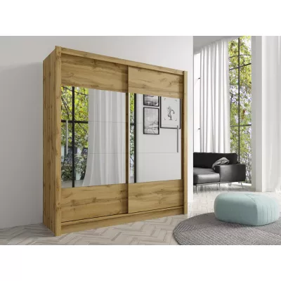 Šatní skříň se zrcadlem 181 cm FACATA - dub wotan