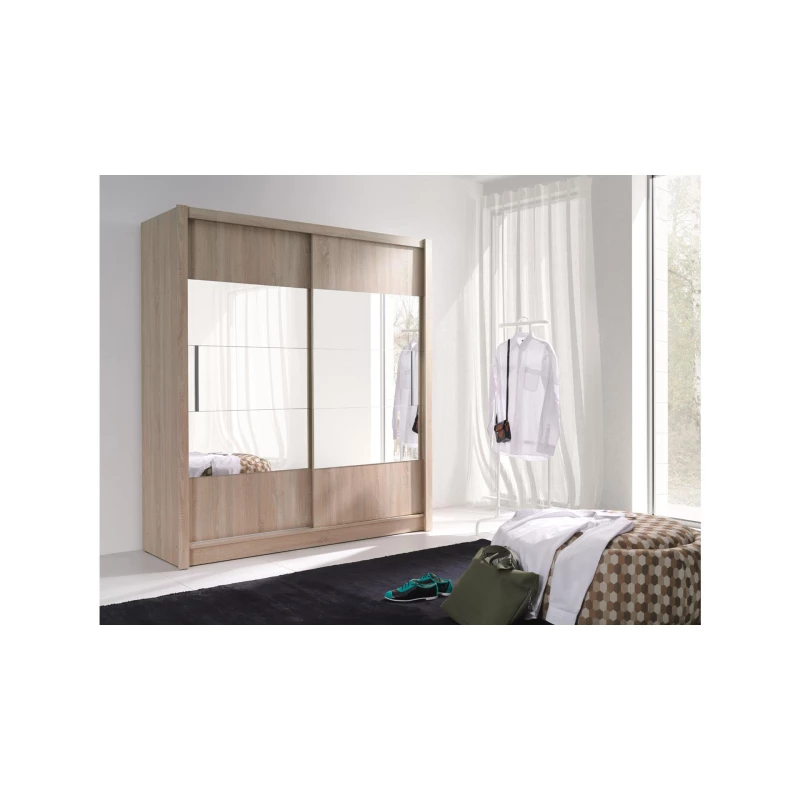 Šatní skříň se zrcadlem 181 cm FACATA - dub sonoma