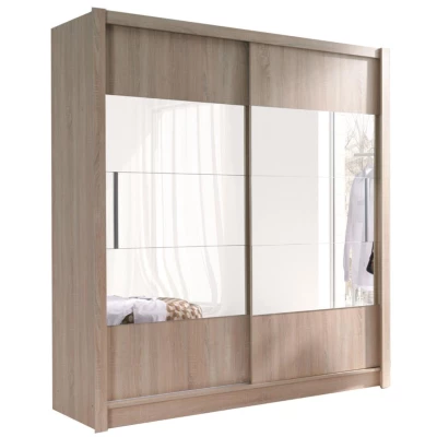Šatní skříň se zrcadlem 181 cm FACATA - dub sonoma
