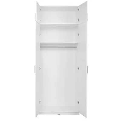 Nástavba na šatní skříň 92 cm FUNZA 2 - alpská bílá / lesklá bílá