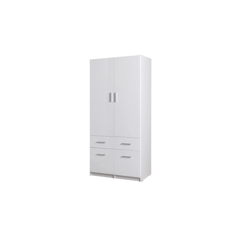 Kombinovaná šatní skříň 92 cm FUNZA 3 - alpská bílá / lesklá bílá