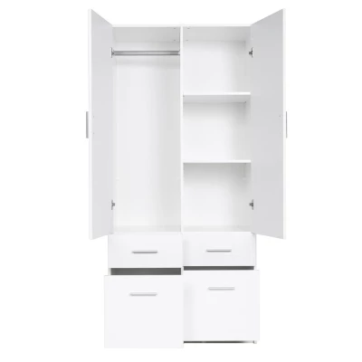 Kombinovaná šatní skříň 92 cm FUNZA 3 - alpská bílá / lesklá bílá