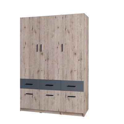 Široká šatní skříň 136 cm FUNZA 4 - dub wellington / grafitová