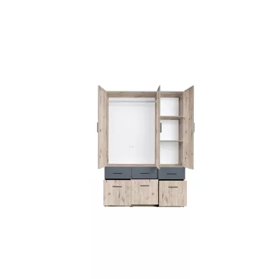 Široká šatní skříň 136 cm FUNZA 4 - dub wellington / grafitová