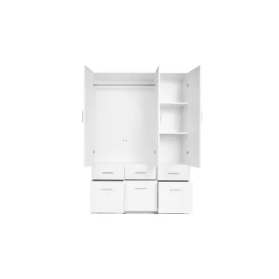 Široká šatní skříň 136 cm FUNZA 4 - alpská bílá / lesklá bílá