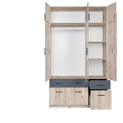 Nástavba na širokou šatní skříň 136 cm FUNZA 4 - dub wellington