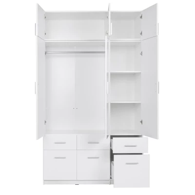 Nástavba na širokou šatní skříň 136 cm FUNZA 4 - alpská bílá / lesklá bílá