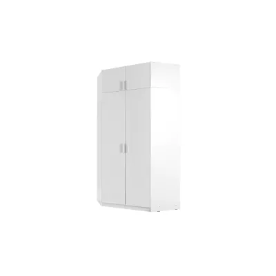 Nástavba na rohovou šatní skříň 117 cm FUNZA 5 - alpská bílá / lesklá bílá