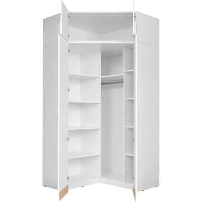 Nástavba na rohovou šatní skříň 117 cm FUNZA 5 - alpská bílá / lesklá bílá
