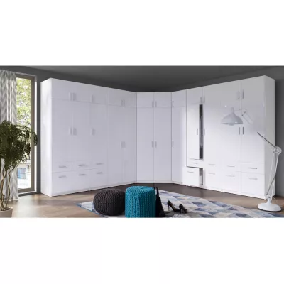 Šatní skříň 92 cm FUNZA 2 - alpská bílá / lesklá bílá