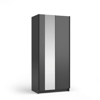 Úzká zrcadlová šatní skříň 80 cm CARTAGO - černá