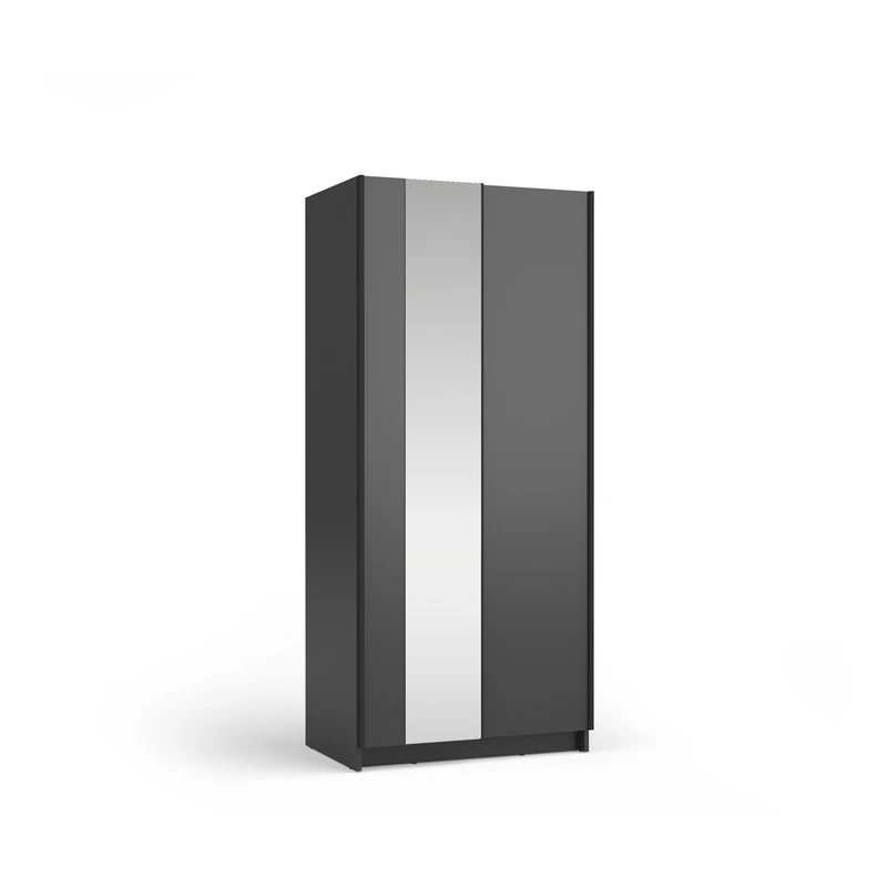 Úzká zrcadlová šatní skříň 80 cm CARTAGO - černá
