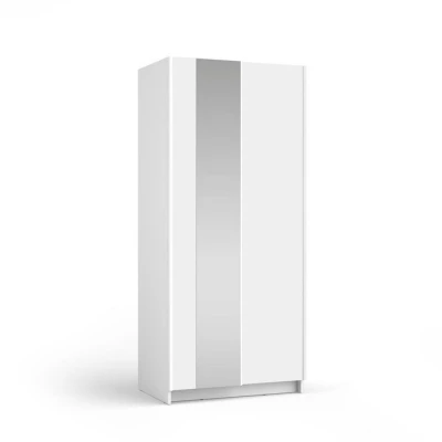 Úzká zrcadlová šatní skříň 80 cm CARTAGO - bílá