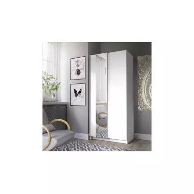 Úzká zrcadlová šatní skříň 80 cm CARTAGO - bílá