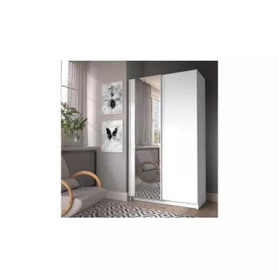 Úzká zrcadlová šatní skříň 100 cm CARTAGO - bílá